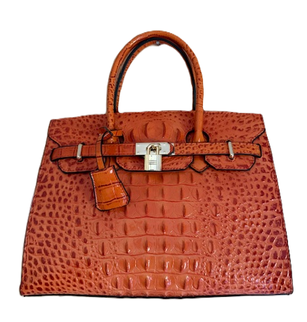 NEW YORK FAUX LEATHER ORANGE CROC BAG 61095