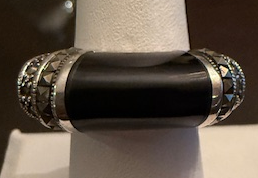 STERLING SILVER BLACK MARCASITE EMPIRE RING