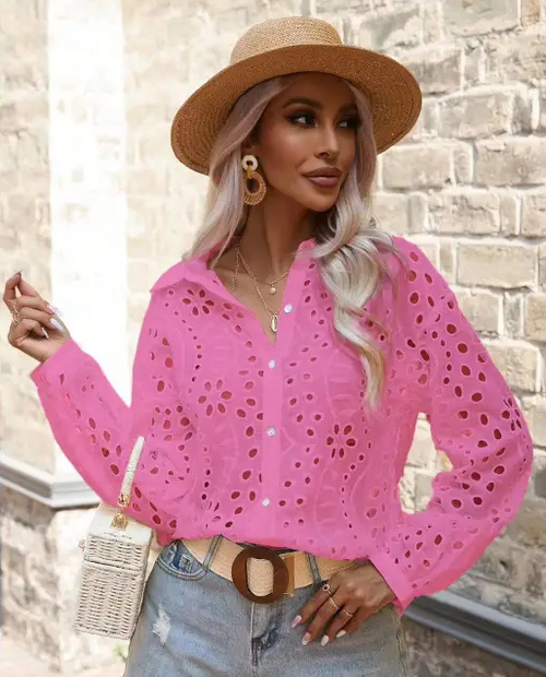 FLORAL LONG SLEEVE BLOUSE PINK