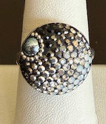 MOSAICO RING PR-8608-H: multi color Austrian crystals in 3/4" solid silver adjustable setting