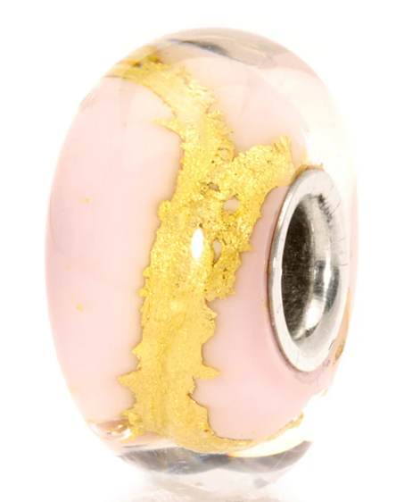 TROLLBEAD PINK GOLD GLASS BEAD