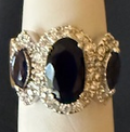STERLING SILVER NAVY CZ RING SIZE 9