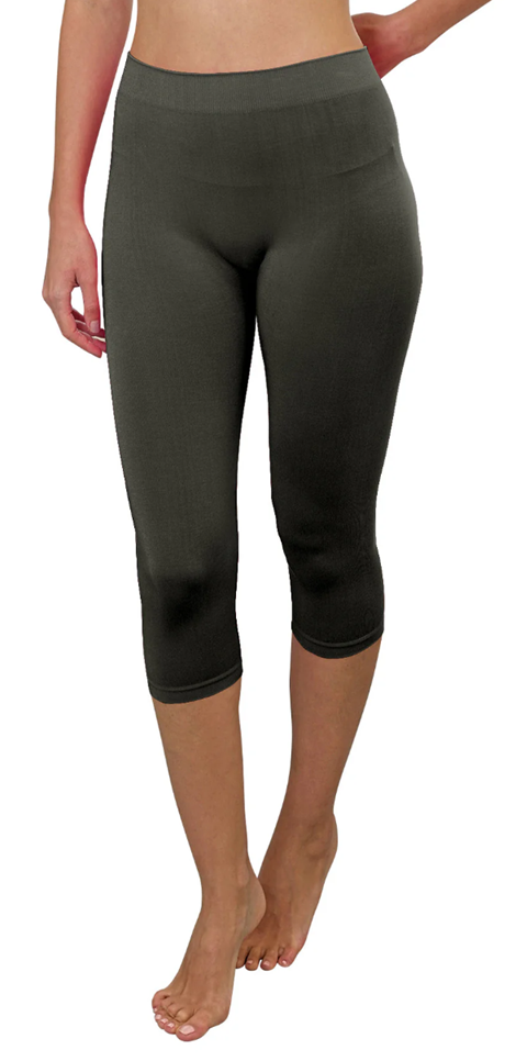 LUXURY LEGGIN BAMBOO FABRIC CHARCOAL, CAPRI LENGTH, ONE SIZE SM-XL