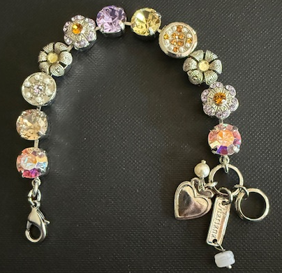 MARIANA BRACELET DAWN: amber, pearl, lavender, yellow, a/b stones in silver rhodium setting