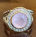 STERLING SILVER CZ PINK ROUND STONE RING