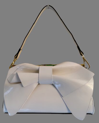 NEW YORK WHITE PATENT LEATHER BOW BAG 61017