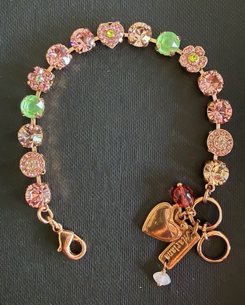 MARIANA BRACELET PARASOL: pink, green 1/4" stones in rose gold setting