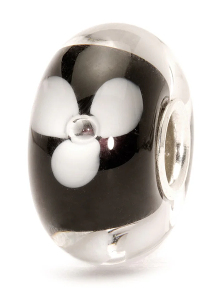 TROLLBEAD WHITE FLOWER GLASS BEAD