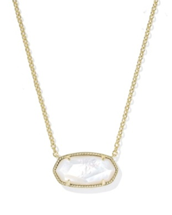 KENDRA SCOTT NECKLACE ELISA STATEMENT LARGE 1" GOLD IVORY MOTHER OF PEARL