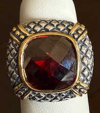 STERLING SILVER RED STONE RING