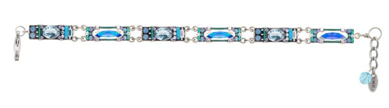 FIREFLY BRACELET BAR-LIGHT BLUE: blue, a/b stones in silver setting