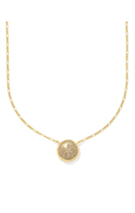 KENDRA SCOTT NECKLACE SAND DOLLAR GOLD NATURAL MOTHER OF PEARL