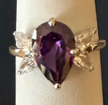 STERLING SILVER PURPLE PEAR SHAPE RING SIZE 8