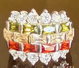 STERLING SILVER TRI-COLOR CZ RING