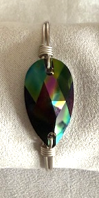 LUCA & DANNI JET RAINBOW SILVER BRACELET, SMALL, STONE = 1" WIDE