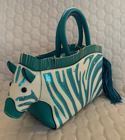 NEW YORK TURQUOISE SEQUIN ZEBRA BAG 60671