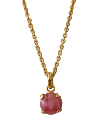 MARIANA NECKLACE 1/4" PINK STONE IN ROSE GOLD SETTING, 18" ADJUSTABLE CHAIN
