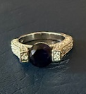 STERLING SILVER DARK BLUE CZ RING SIZE 6