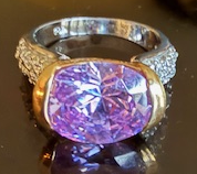 STERLING SILVER LAVENDER CZ PAVE RING