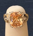 STERLING SILVER AMBER CZ RING SIZE 6