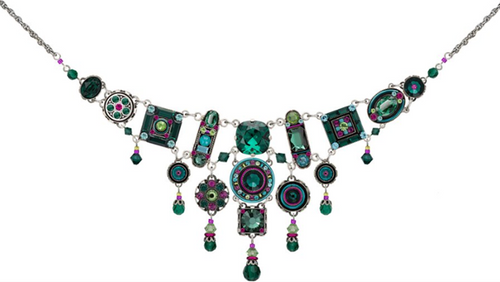 FIREFLY NECKLACE LA DOLCE VITA EM: multi color stones in silver 20" adjustable chain