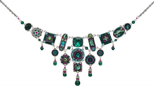 FIREFLY NECKLACE LA DOLCE VITA EM: multi color stones in silver 20" adjustable chain
