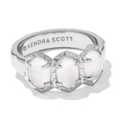 KENDRA SCOTT RING DAPHNE BAND SILVER IVORY MOTHER OF PEARL SIZE 7