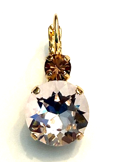 MARIANA EARRINGS AMARETTO: golden shadow, silk stones in 3/4" yellow gold setting, lever back