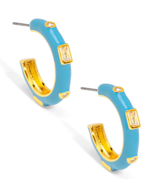 ZENZII SMALL ENAMEL CRYSTAL EARRING BLUE