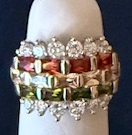 STERLING SILVER TRI-COLOR CZ RING SIZE 6