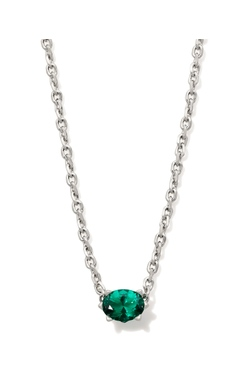 KENDRA SCOTT NECKLACE CAILIN RHODIUM GREEN CRYSTAL