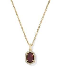 KENDRA SCOTT NECKLACE DAPHNE CRYSTAL FRAME SHORT PENDANT GOLD DARK BURGUNDY ILLUSION