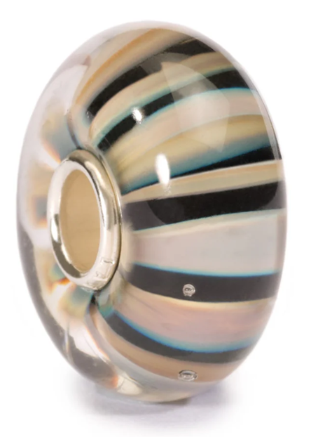 TROLLBEAD KHAKI STRIPE GLASS BEAD