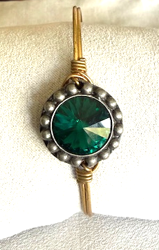 LUCA & DANNI MAY EMERALD GOLD BRACELET, CENTER = 3/4" WIDE