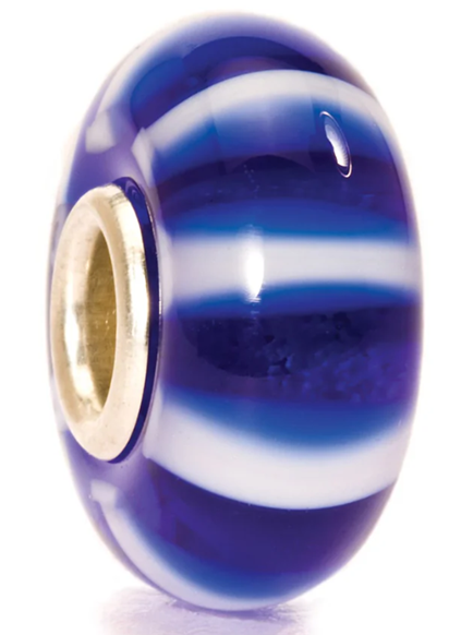 TROLLBEAD BLUE STRIPE TROLLBEAD GLASS BEAD