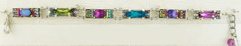 FIREFLY BRACELET BAGUETTE MULTI COLOR: multi color stones in silver setting