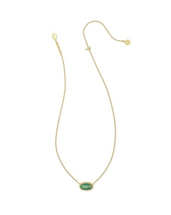 KENDRA SCOTT NECKLACE ELISA GOLD BRONZE VEINED GREEN MALACHITE