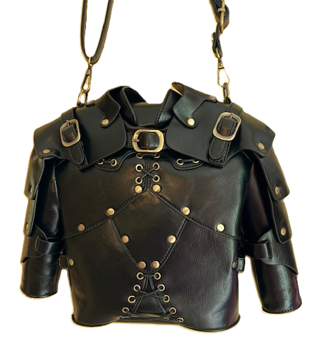 NEW YORK BLACK FAUX LEATHER BIKER JACKET BAG 61152