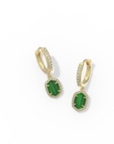 KENDRA SCOTT EARRINGS DAPHNE CRYSTAL FRAME HUGGIE GOLD GREEN MALACHITE