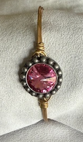 LUCA & DANNI OCTOBER PINK TOURMALINE GOLD BRACELET, CENTER = 3/4" WIDE