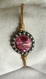 LUCA & DANNI OCTOBER PINK TOURMALINE GOLD BRACELET, CENTER = 3/4" WIDE