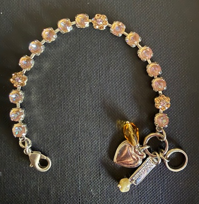 MARIANA BRACELET: small pink, amber stones in silver rhodium setting