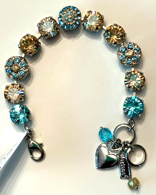 MARIANA BRACELET FIRST TOAST: blue, amber stones in silver rhodium setting