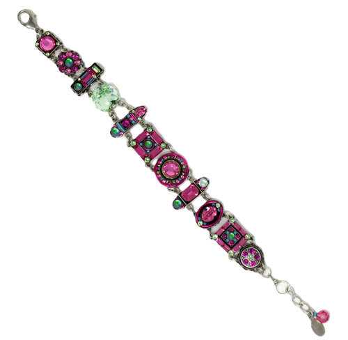 FIREFLY BRACELET LA DOLCE VITA ROSE: multi color stones in silver setting