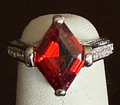 STERLING SILVER RED DIAMOND SHAPE RING
