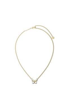 KENDRA SCOTT NECKLACE BIANCA BUTTERFLY SHORT PENDANT GOLD IRIDESCENT WHITE MIX