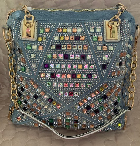 NEW YORK DENIM CRYSTAL EMBELLISHED TOTE BAG 59900