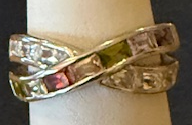 STERLING SILVER CROSSOVER CZ RING SIZE 6