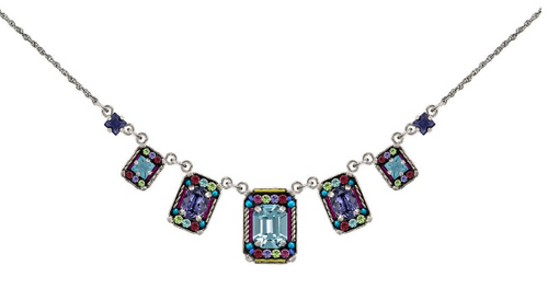 FIREFLY NECKLACE DUCHESS MEDIUM MC: multi color stones in silver 18" adjustable chain