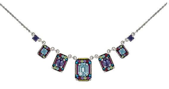 FIREFLY NECKLACE DUCHESS MEDIUM MC: multi color stones in silver 18" adjustable chain